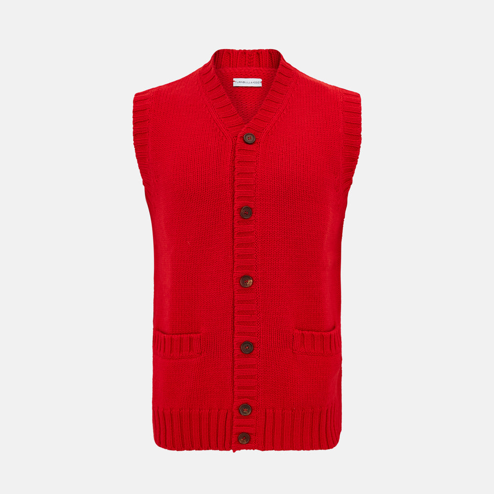 Red Merino V-Neck Sleeveless Cardigan – Turnbull & Asser US