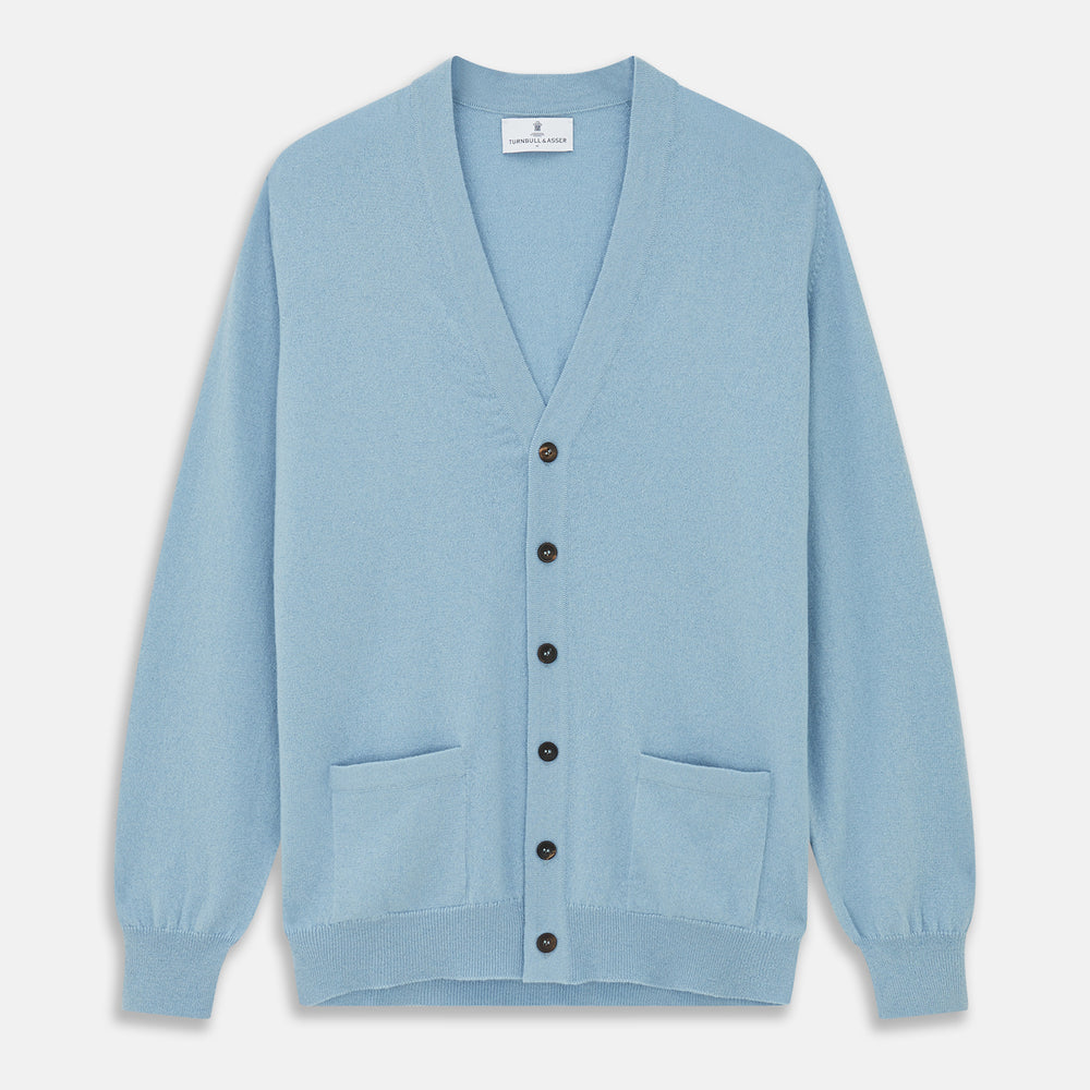Pale Blue Cashmere Lachlan Cardigan | Turnbull & Asser – Turnbull