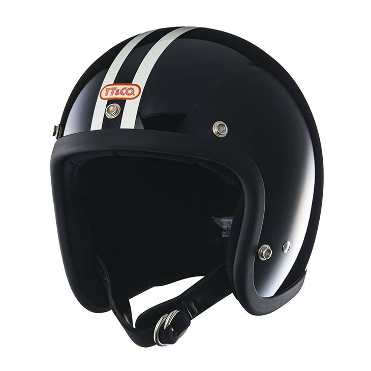 TT&CO. スーパーマグナム 2ラインズ ブラック スモールジェットヘルメット