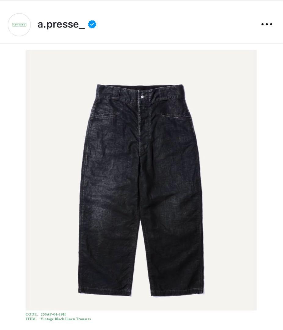 a.presse vintage black linen trousers 2
