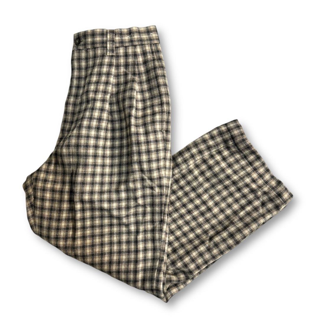 Vintage 2-Tuck Check Wool Slacks Pants 90s~00s