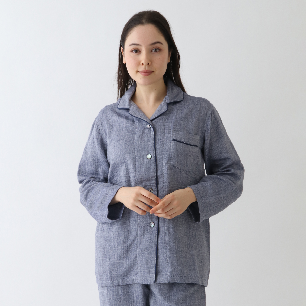 マシュマロガーゼ先染めレディスパジャマシャツ 上下別売（RPZ11514