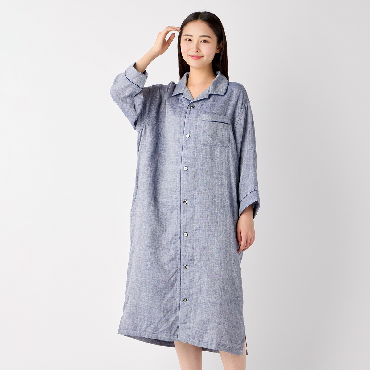 マシュマロガーゼ先染めスリーパー ユニセックス（RZZ26155）-UCHINO