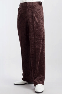 太いスラックス | 1タックパンツ ベロア ブラウン 【通販、販売