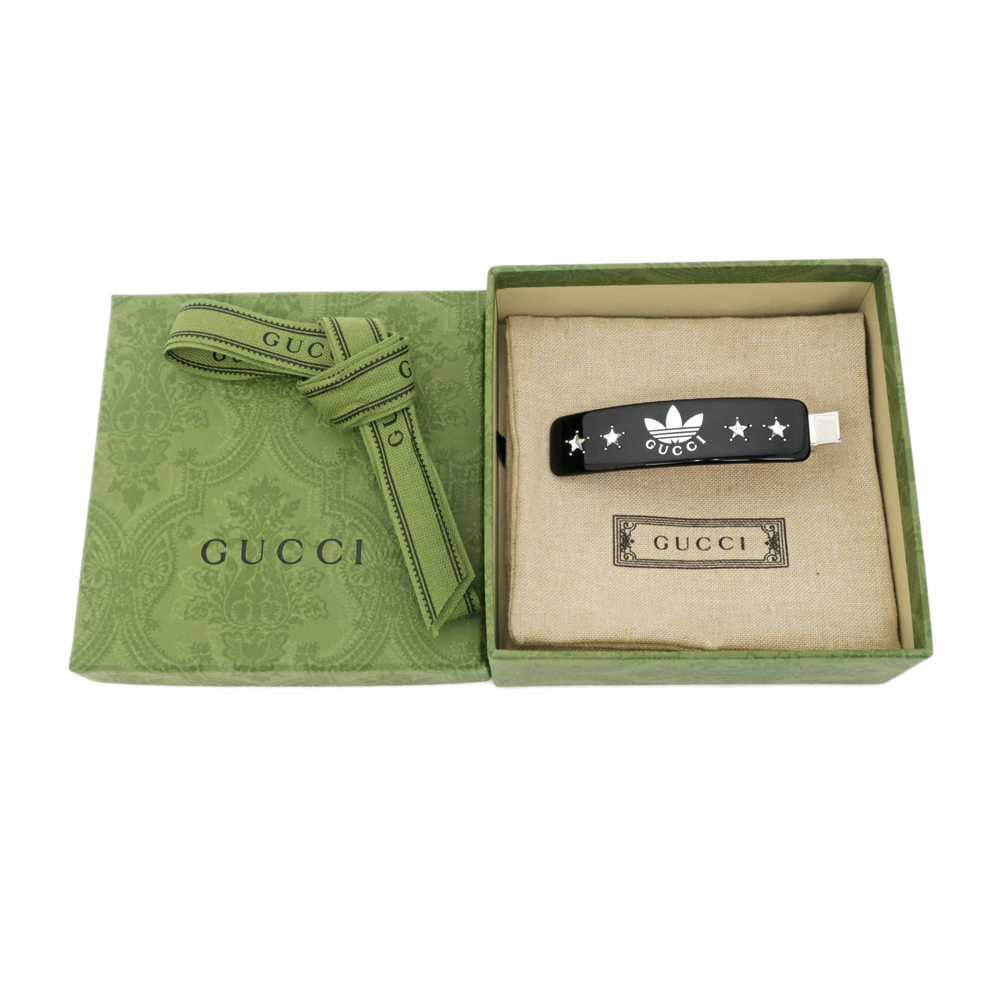 名東】【GUCCI】グッチ アディダス コラボ ヘアクリップ ブラック
