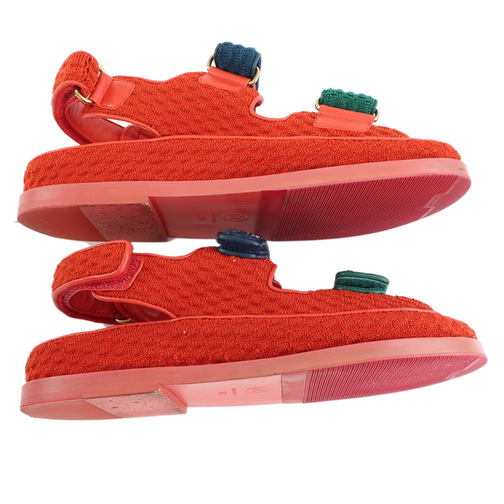 天白】【CHANEL】シャネル スポーツサンダル レッド×ブルー×グリーン