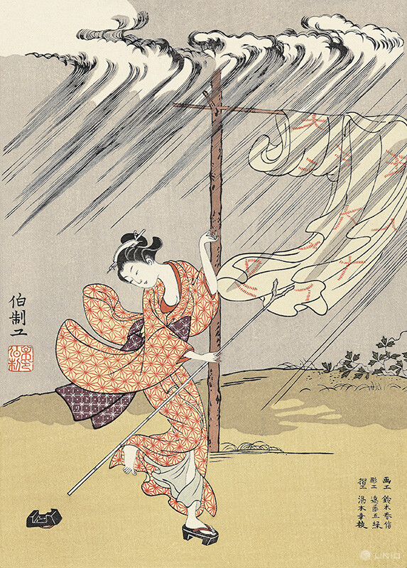 夕立／鈴木春信 | ukio（ウキオ） | 浮世絵のサブスクレンタルサービス