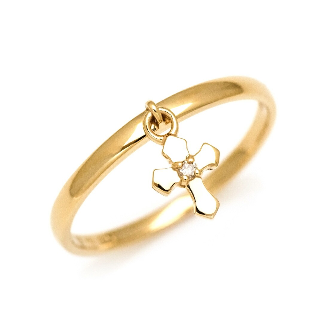 K18 ダイヤモンド クロスモチーフ チャーム リング[商品番号:RG0032