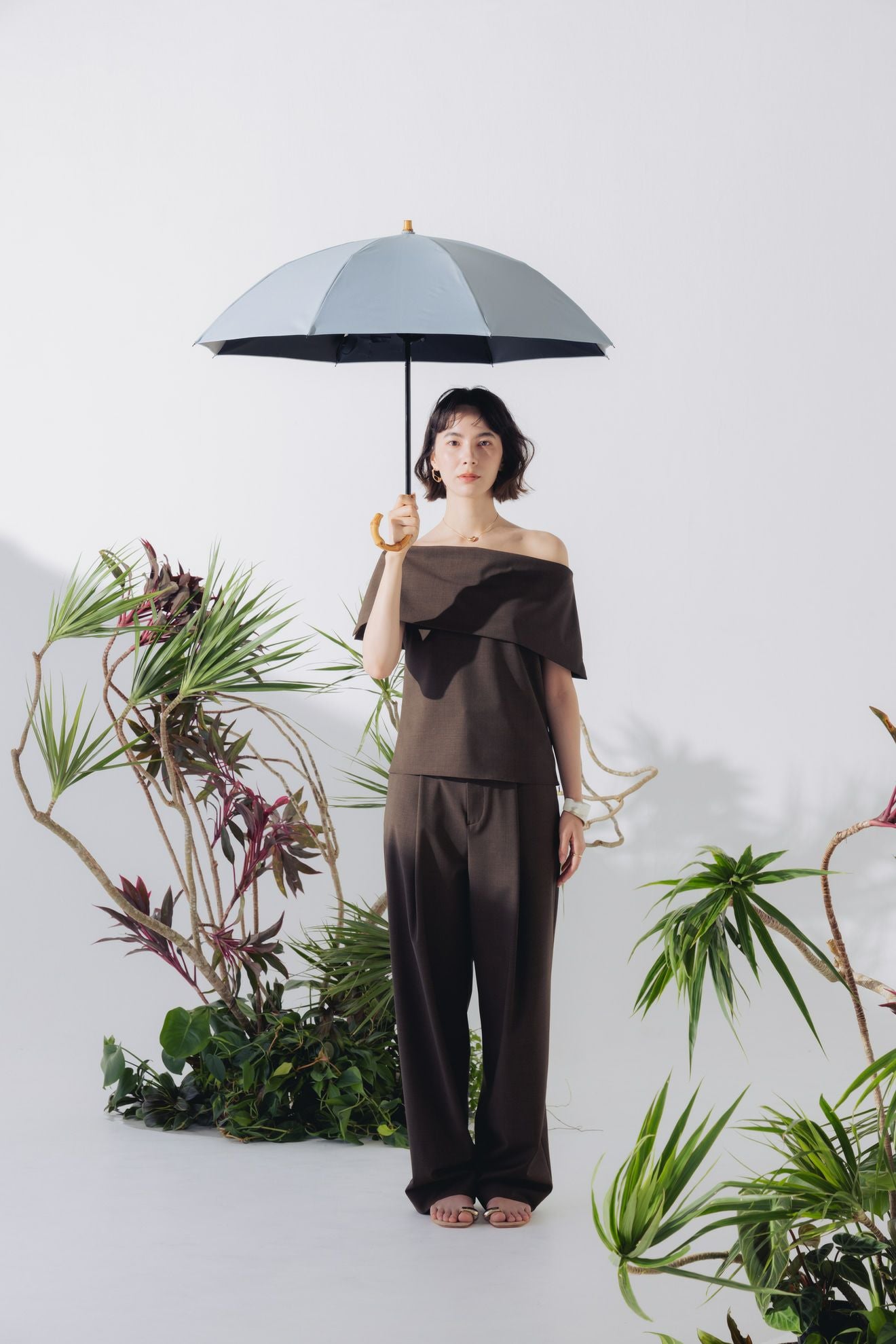 完全遮光100% 2段2WAY 折りたたみ日傘/ワンカラー(50cm)