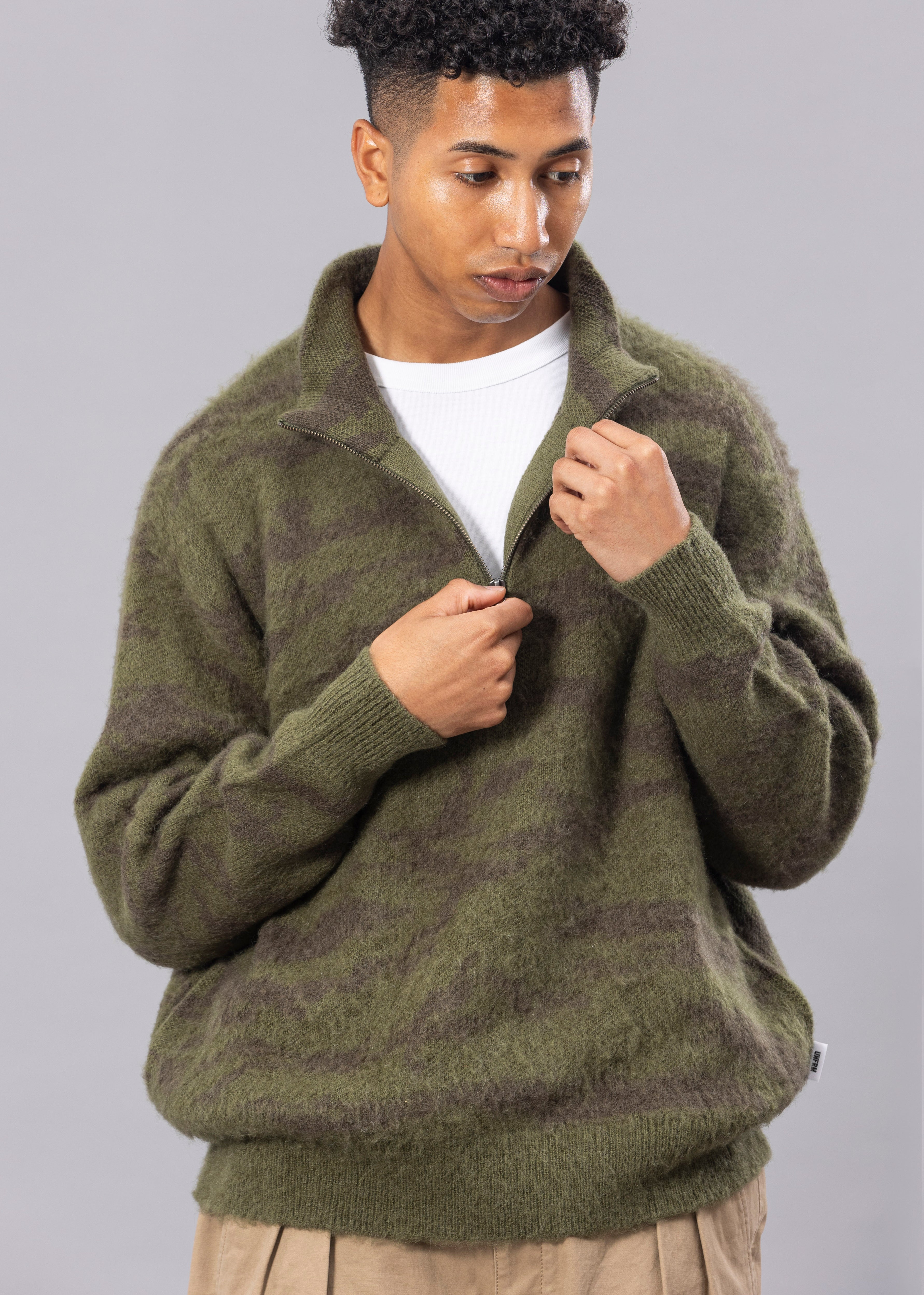 MOHAIR KNIT CAMO HALF ZIP PULLOVER – UNFRM®️ OUTDOOR STANDARD