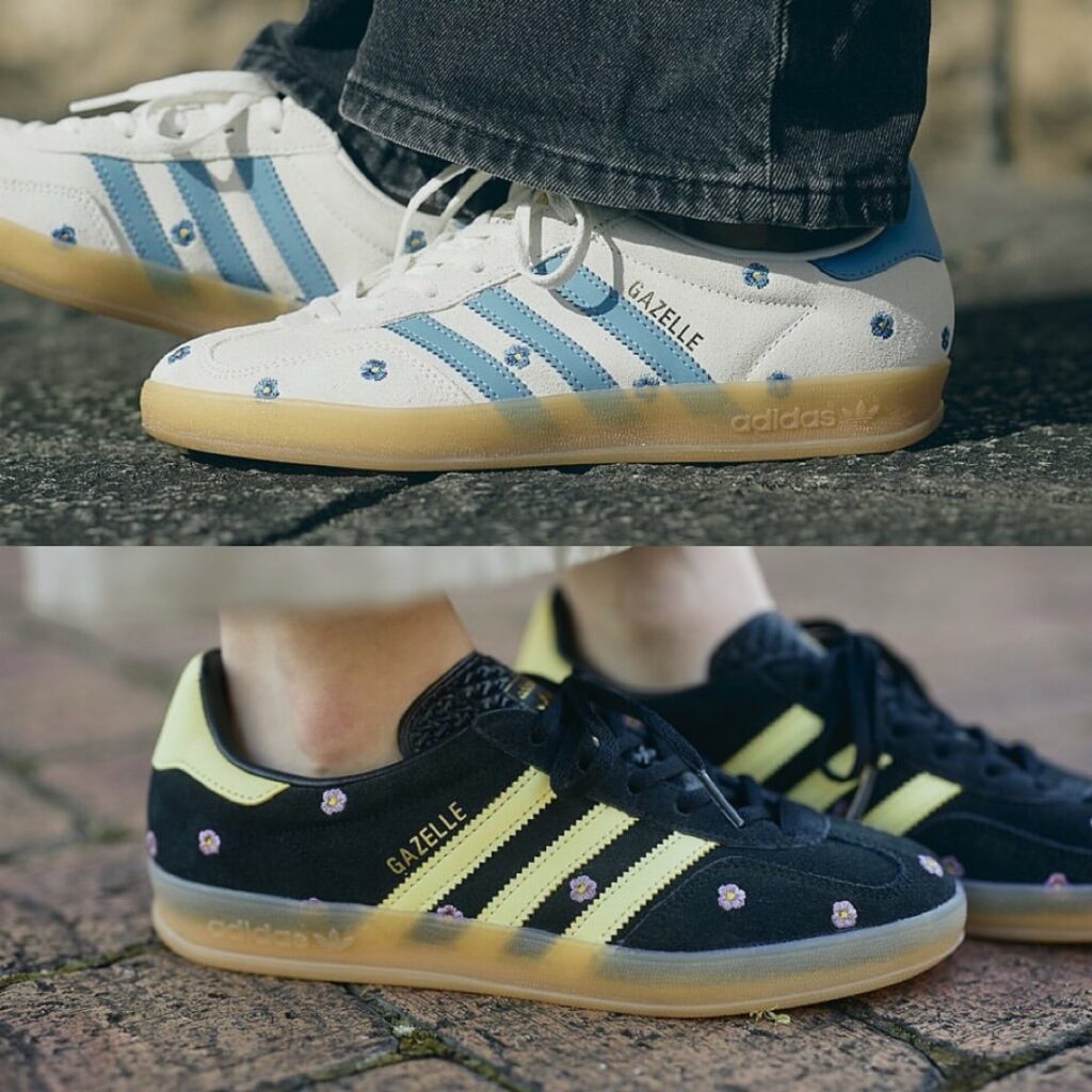 花柄刺繍の施された adidas Gazelle Indoor “Flower Pack”が国内8月9日