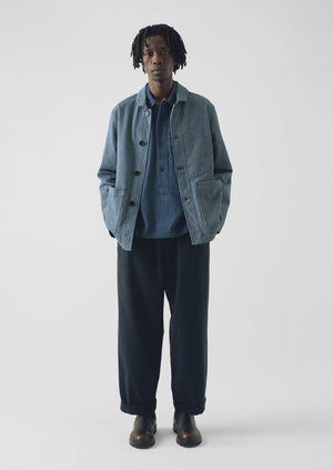 Hickory Stripe Denim Chore Jacket | Ecru/Indigo | TOAST