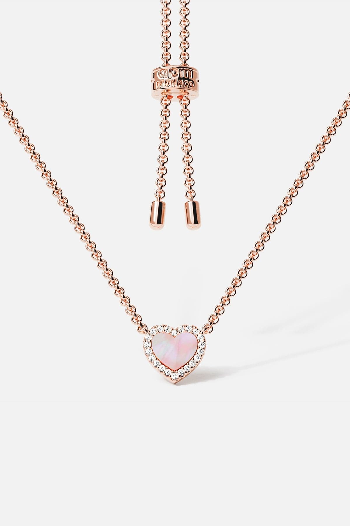 Pink Nacre Heart Adjustable Necklace | APM Monaco