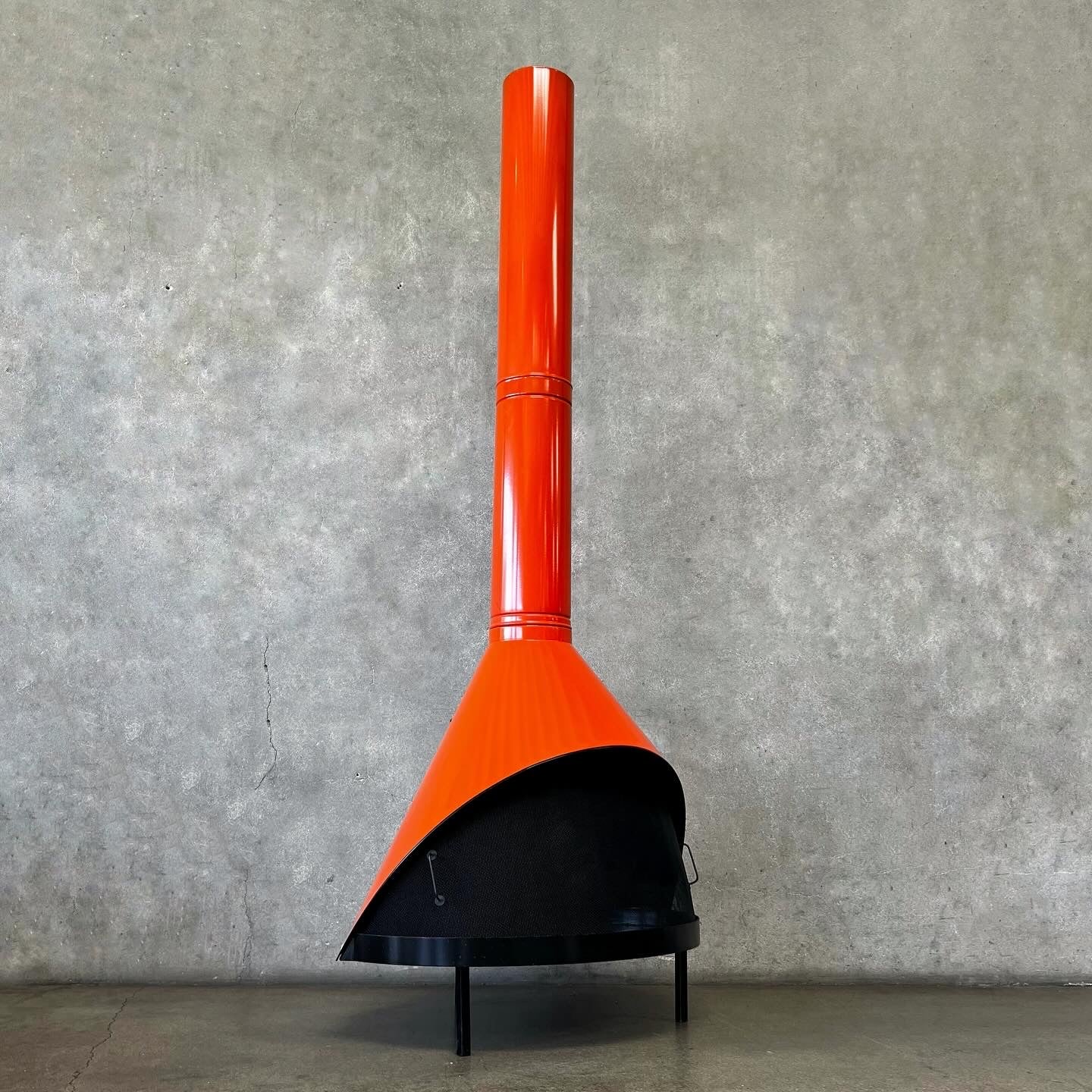Vintage Mid Century Modern Orange Porcelain Enamel Finish Preway Firep