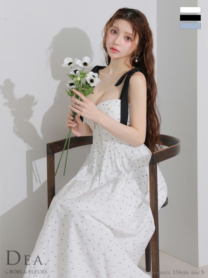 DEA. ディア バイ ローブドフルール ショルダーリボンドットフレア