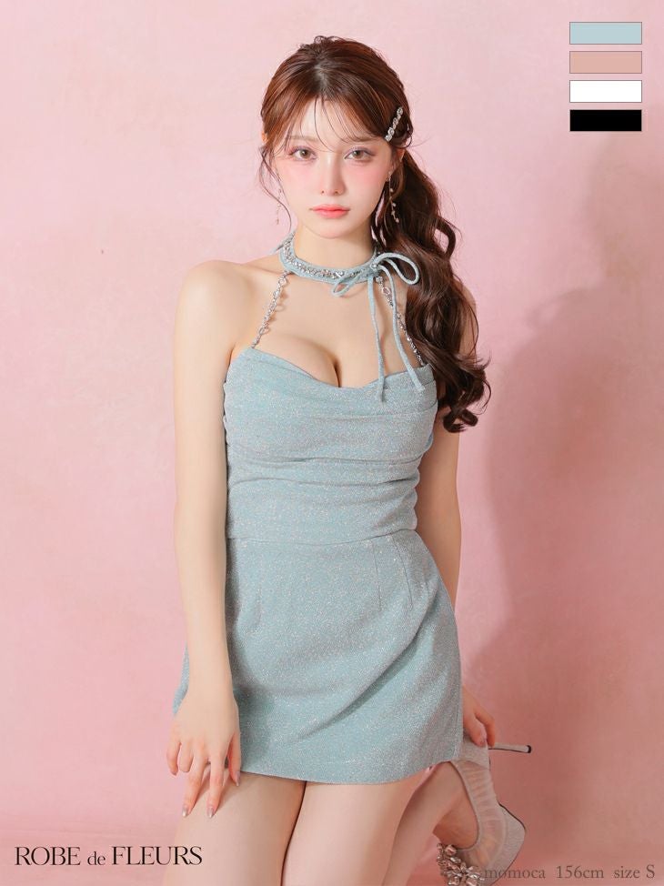 ROBE de FLEURS ローブドフルール 2wayネックリボンバストジップミニ