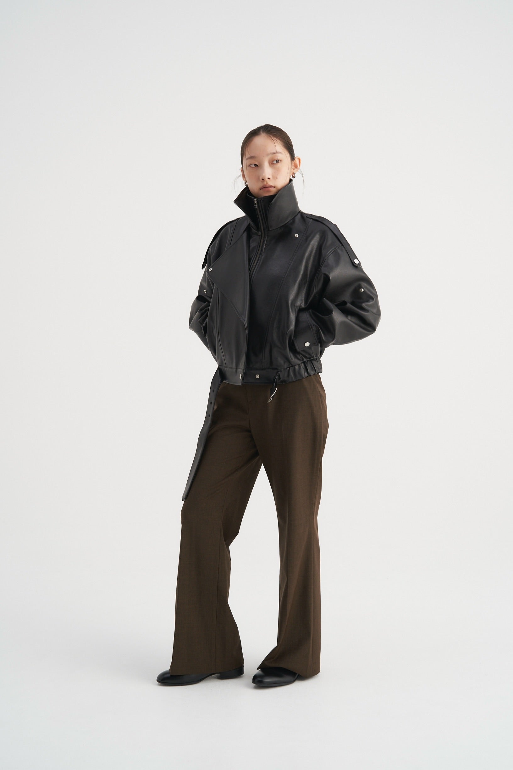 Carven | Stand collar leather blouson – Venica