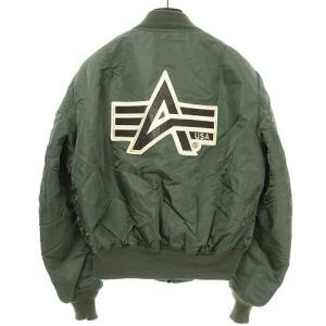 615-37901 USA製 MA-1 フライトジャケット バックロゴ L グリーン