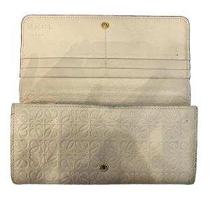 アナグラム 型押し レザー 長財布 ウォレット スナップボタン かぶせ