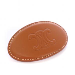 バレッタ ヘアクリップ ロゴ レザー 髪留め ヘアアクセサリー 茶