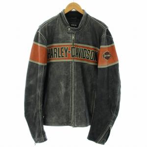 98057-13VM VICTORY LANE LEATHER JACKET ロゴ L ブラック（2023/07/15