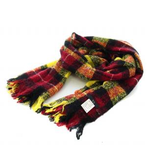 ヨウジヤマモト マフラー ストール チェック柄 ウール 赤 レッド 黄色