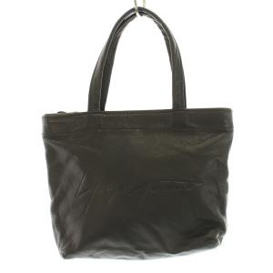 ミニトートバッグ ハンドバッグ レザー ロゴ 型押し 黒 ブラック（2024