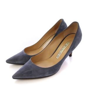 パンプス アーモンドトゥ ハイヒール エナメル レザー 37 23.5cm 青