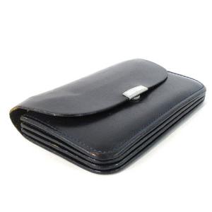 財布 ギャルソンパース ミニウォレット レザー フラップ 紺 ネイビー