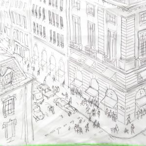 カレ45 屋根の上の庭 ミニスカーフ ガヴロッシュ シルク ホワイト