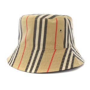 バケットハット リバーシブル アイコンストライプ ベージュ ブラック