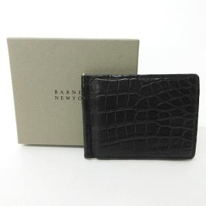 クロコダイル レザー カードケース 二つ折り財布 ウォレット 黒