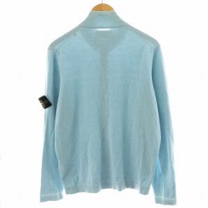 ニット セーター ジップアップ コットン L 水色 ライトブルー（2024/11