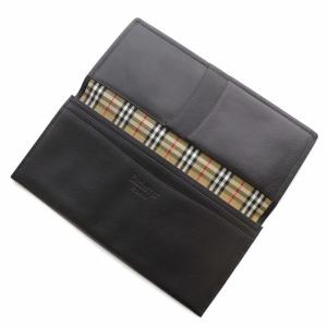 長財布 二つ折り レザー ノバチェック ロゴ 黒 （2024/09/22買取