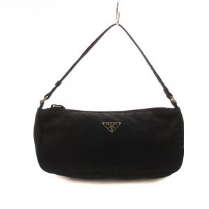 アクセサリー ポーチ ミニ ハンドバッグ ナイロン ロゴ ブラック（2024