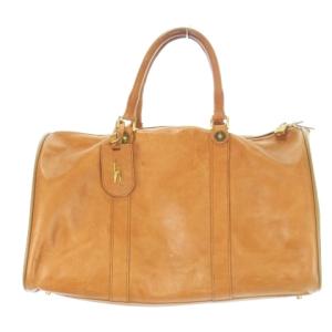 ボストンバッグ 2WAYショルダー ツイード レザーコンビ カデナ付き 茶