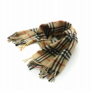 ヴィンテージ マフラー ノバチェック フリンジ カシミア ロゴ 茶（2024