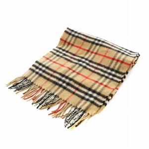 ヴィンテージ マフラー ノバチェック フリンジ カシミア ロゴ 茶（2024