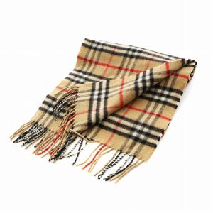 ヴィンテージ マフラー ノバチェック フリンジ カシミア ロゴ 茶（2024