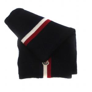 マフラー ストール トリコロール ストライプ ロゴ ワッペン 黒