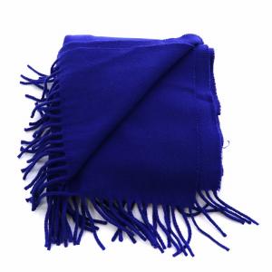 マフラー フリンジ ウール イタリア製 青 ブルー（2024/06/13買取