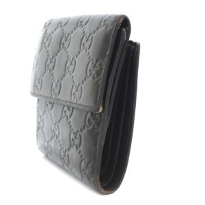 グッチ GGシマ 二つ折り財布 型押し レザー コンパクト 黒 総柄