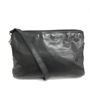 ショルダーバッグ メッセンジャー アニリンレザー 黒 ブラック（2021