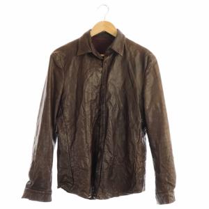 カルペディエム ウォッシャブルレザーシャツ 長袖 3 茶 ブラウン（2021