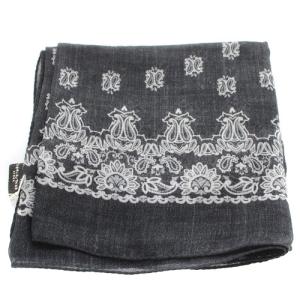 スカーフ カシミヤ シルク ペイズリー柄 バンダナ ブラック（2023/07