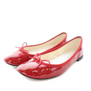 repetto レペットサンドリオン40 赤 エナメル リボン バレエシューズ