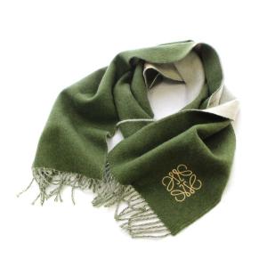ウィンドースカーフ マフラー アナグラム刺繍 カシミヤ混 フリンジ