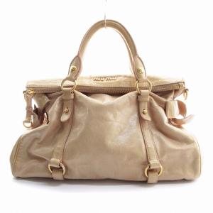 2WAY リボン ハンド ショルダー バッグ レザー ベージュ（2024/10/16