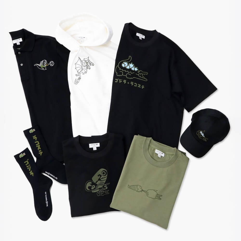 ゴジラとラコステがコラボ！ ラコステワニとゴジラ、モスラ