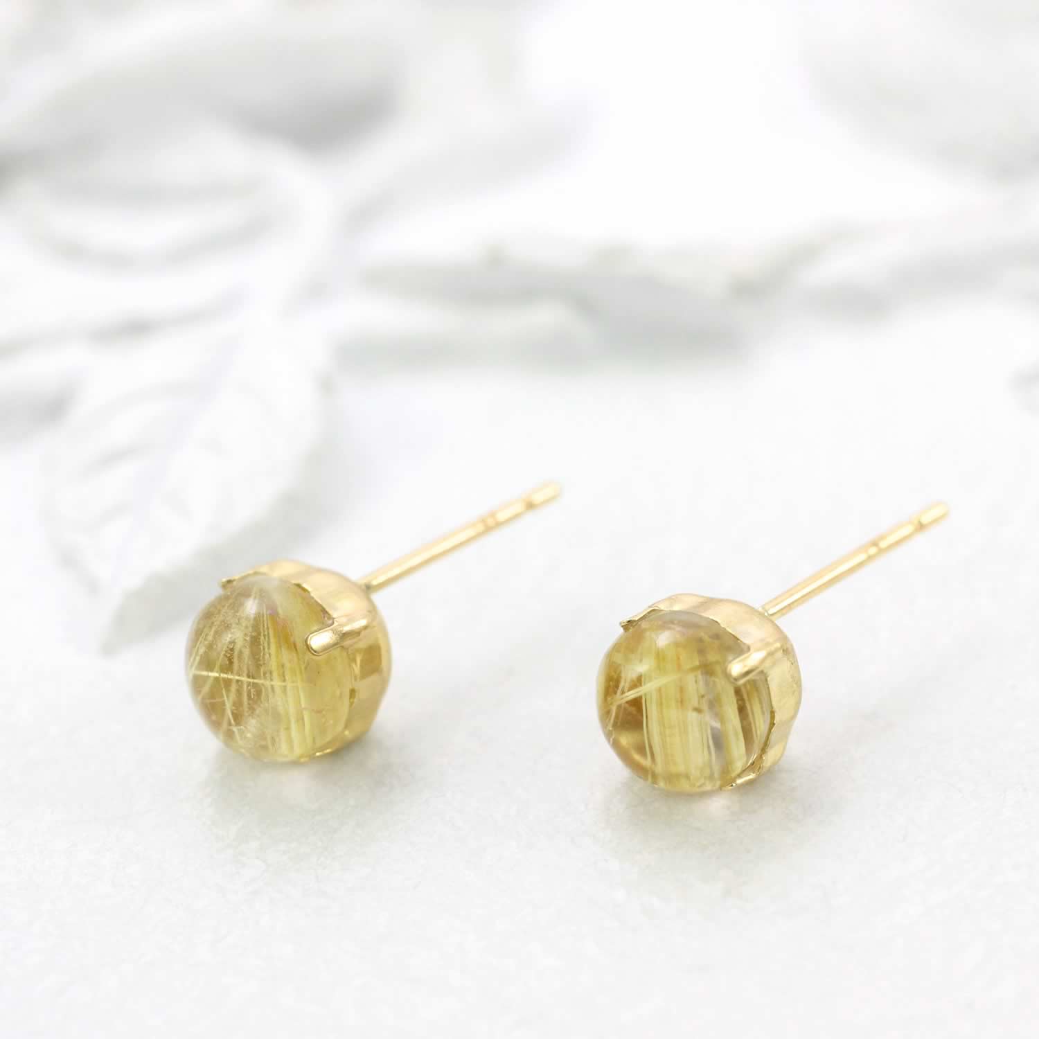 アクセサリーのプレゼント K18YG ルチルクォーツ ピアス 18金イエロー